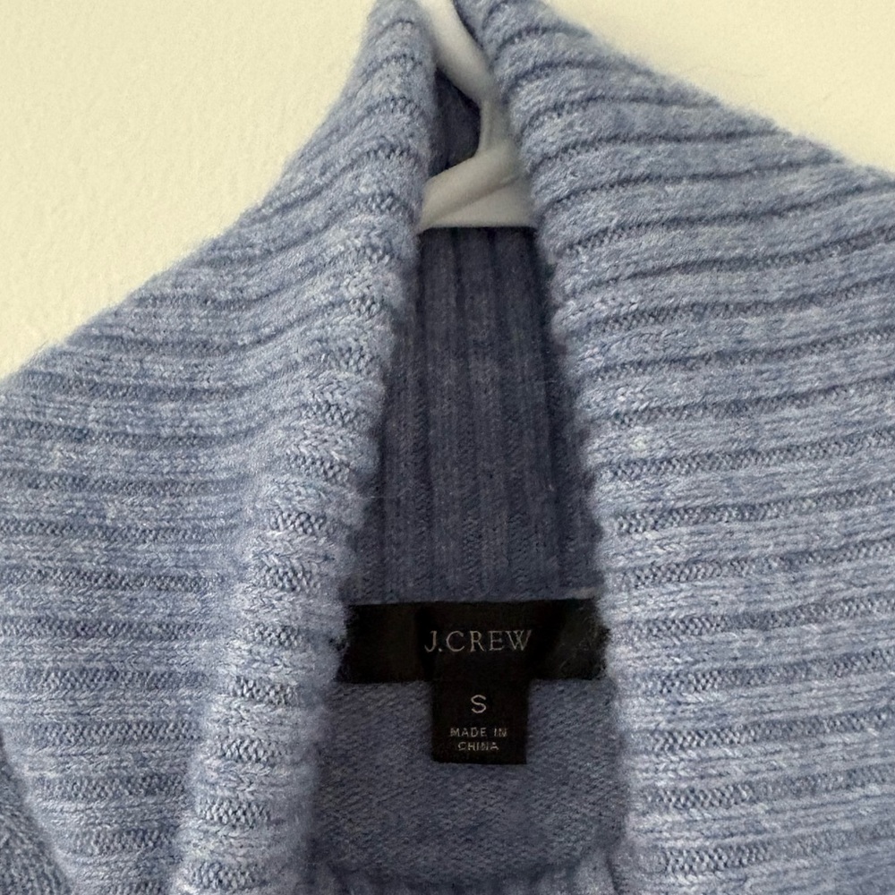 J Crew Blue Side Split Alpaca Wool Blend Ribbed Turtleneck Sweater Size Small - Picture 5 of 9